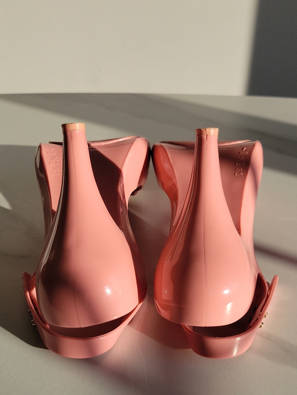 Vivienne Westwood Melissa Pink Skull Bow Peep-Toe Heeled Sandals - Picture 14 of 16